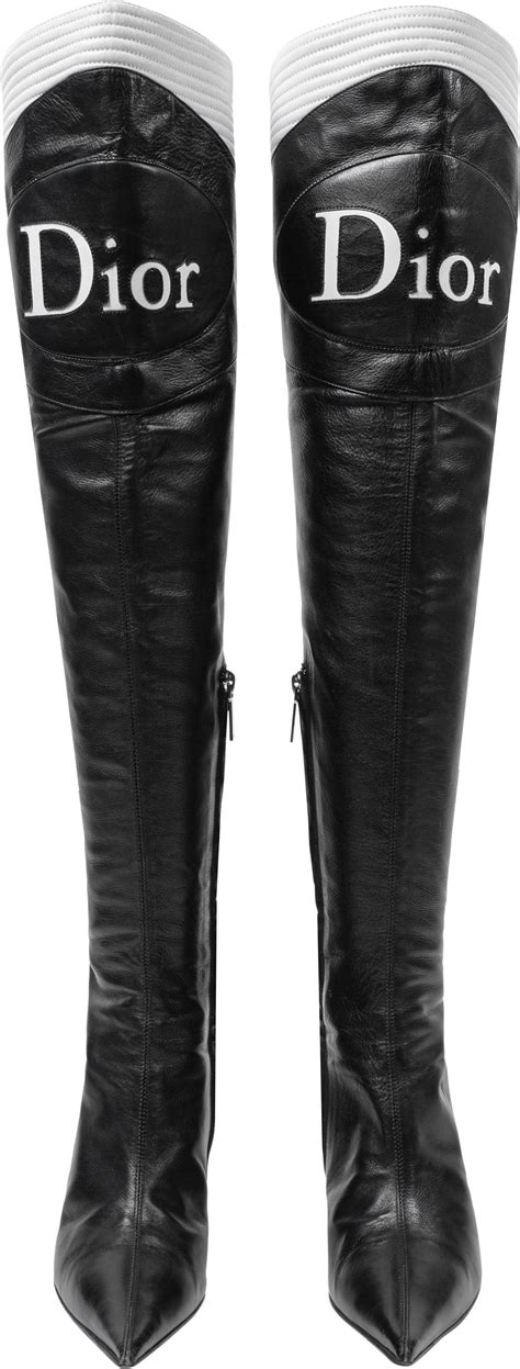 dior boots black and white|dior thigh high boots.